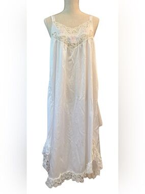 Laura Adams Vintage White Lace-Trim Nightgown M